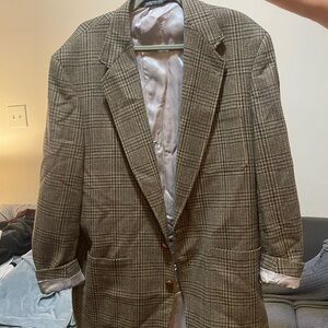 Vintage Lands End Lamb Wool Plaid Houndstooth Blazer